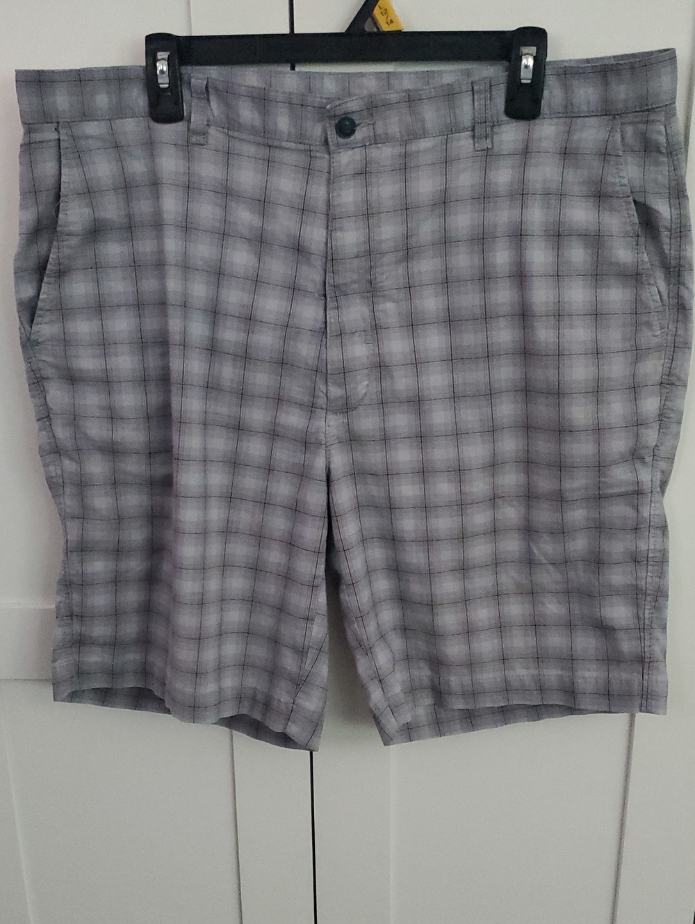 Caribbean Gray Plaid Flat Front Men's Shorts
